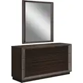 Strato Dresser & Mirror Set in Black Oak Finish & Brown Metal Lacquer